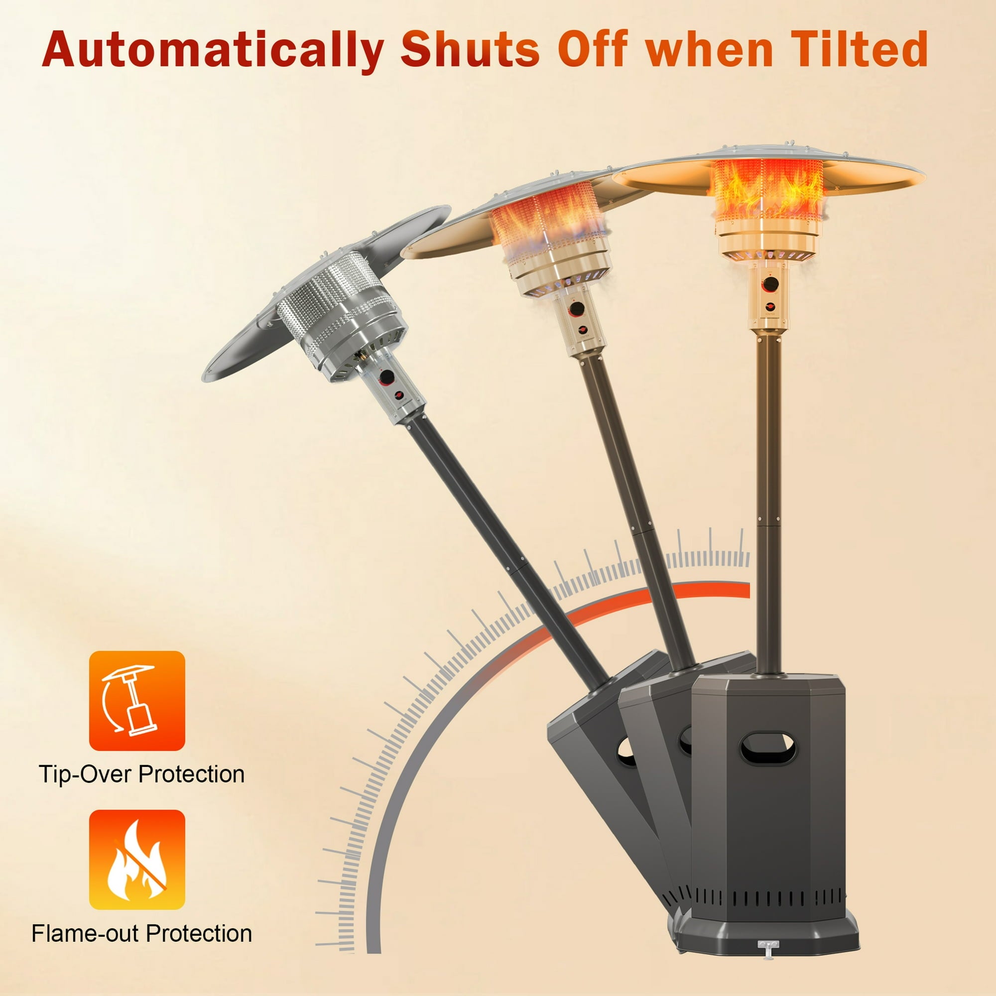 Enyopro 50,000 BTU Patio Heater, Propane Outdoor Heater with Wheels, Overheating Protection, All-Weather Mesh Burner, CSA Certified for Garden, Deck