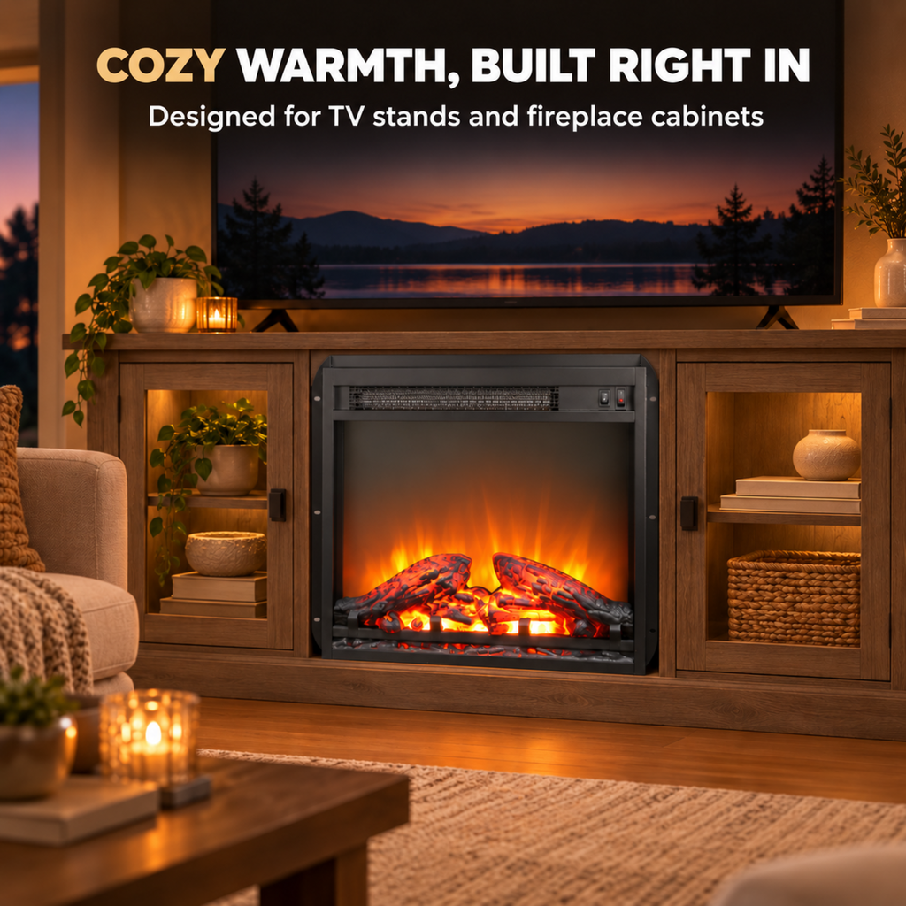 18" Fireplace Heaters for Inside, 3D Electric Fireplace Insert, 1400W Fireplace Heater, Adjustable Flame and Low Noise, CSA Certification