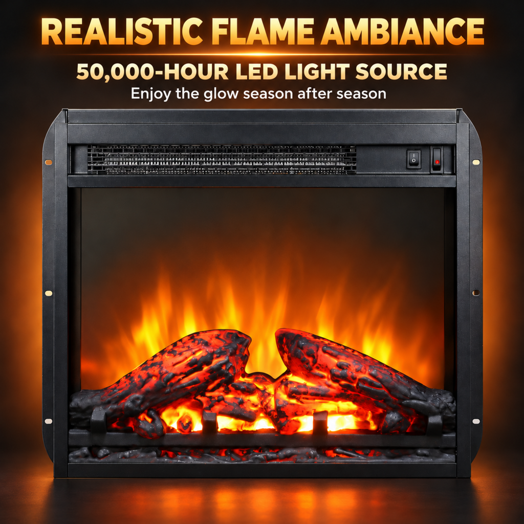 18" Fireplace Heaters for Inside, 3D Electric Fireplace Insert, 1400W Fireplace Heater, Adjustable Flame and Low Noise, CSA Certification