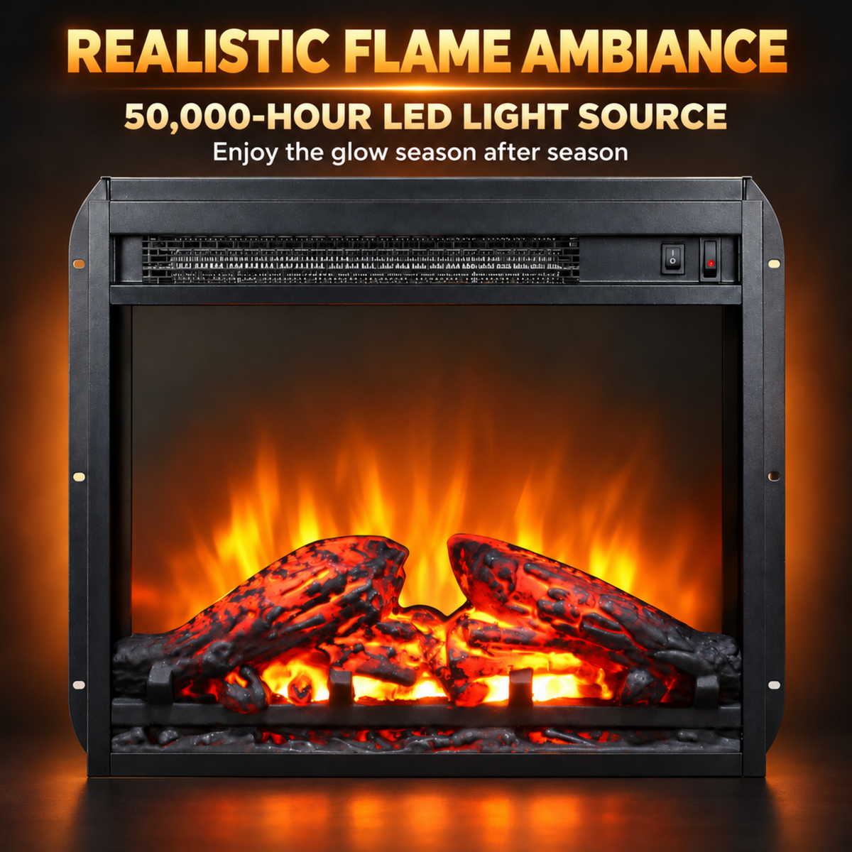 18" Fireplace Heaters for Inside, 3D Electric Fireplace Insert, 1400W Fireplace Heater, Adjustable Flame and Low Noise, CSA Certification
