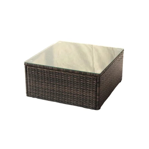 ENYOPRO 7-Piece Outdoor Patio and Garden Set, Modular Outdoor Casual Set with Coffee Glass Table and Cushions, Suitable for Patios, Gardens, Backyards, and Poolside (Light Brown)