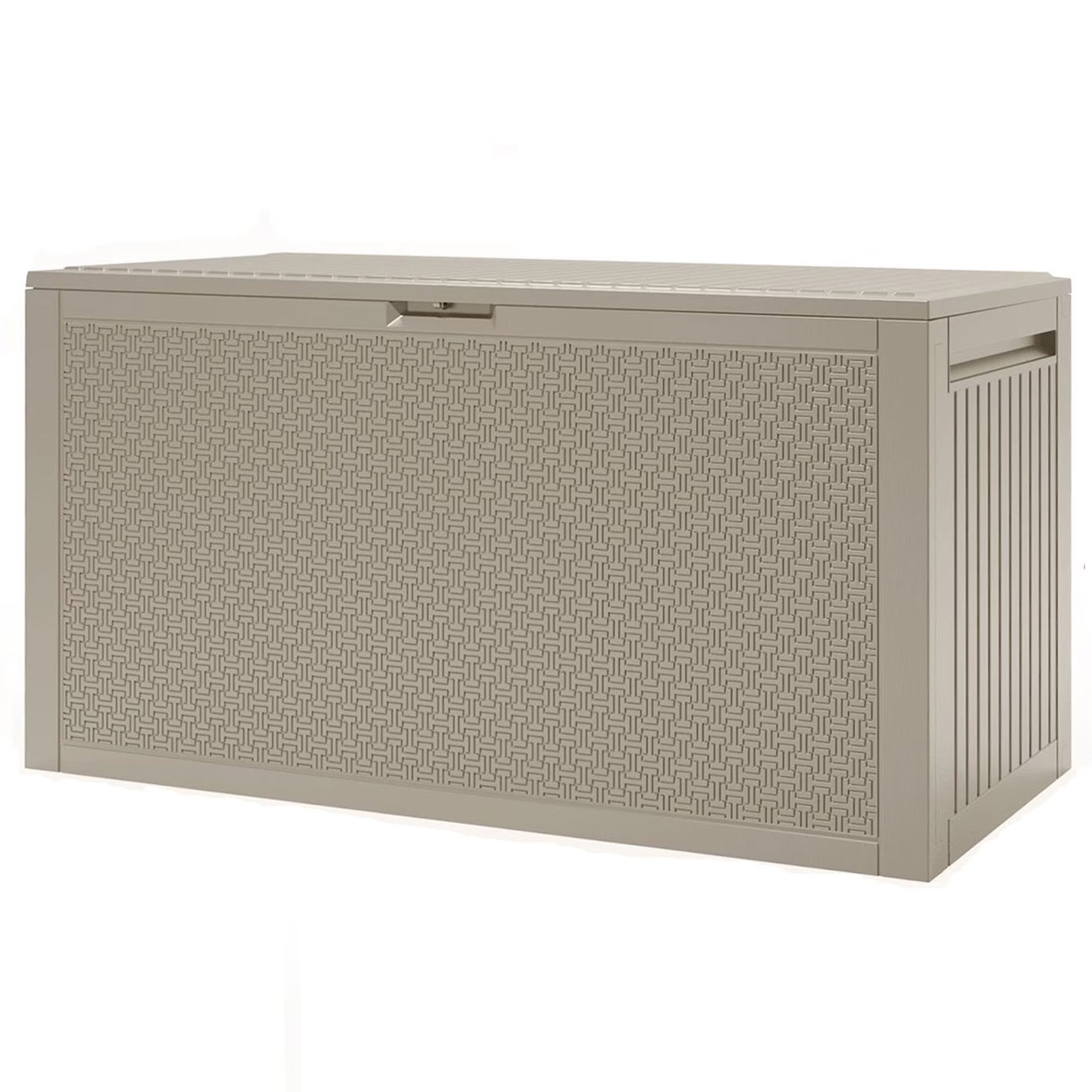 Enyopro 90 Gallon Deck Box, Organization and Storage Box for Patio Furniture Outdoor Cushions, Throw Pillows, Garden Tools and Pool Toys, Light Brown