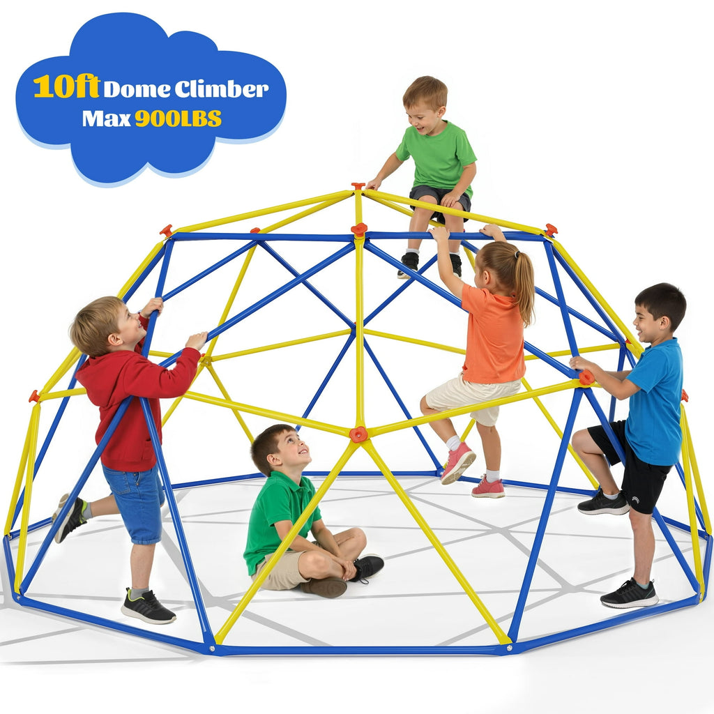ENYOPRO 10ft Outdoor Climbing Dome, Kids Jungle Gym Dome Climber, Playground Climber for 3-10 Years Old, Climbing Toys for Outside, Rust & UV Resistant Steel Climbing Structures, Max 900lbs, Blue