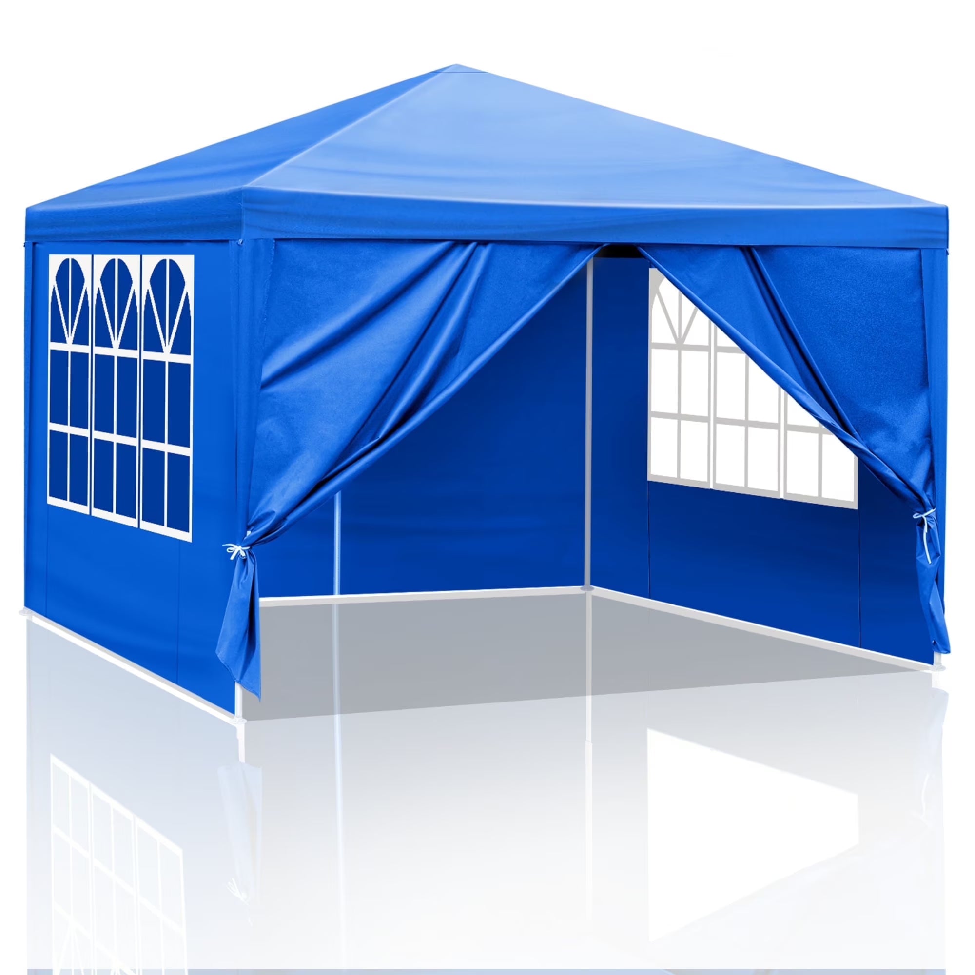 10x10 Canopy with 4 Sidewalls, Outdoor Canopy Patio Tent for Parties, Beach, Camping, Wedding, BBQ Cater, Waterproof, Blue