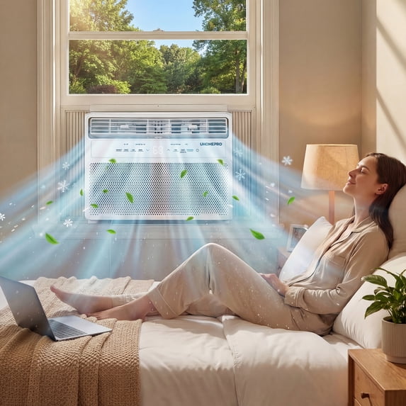 10,000 BTU Portable Window Air Conditioner w/ 4 Modes - Cools up to 450 Sq. Ft, Air Conditioners w/ Washable Filter & Adjustable Window Fit, Energy Saving 27%