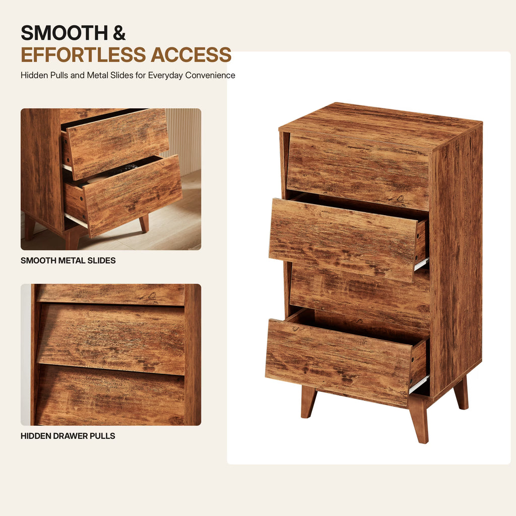 Enyopro Dresser for Bedroom, 4 Drawer Dresser Storage Drawer, Bevel Design Closets Drawer Chest for Living Room Hallway