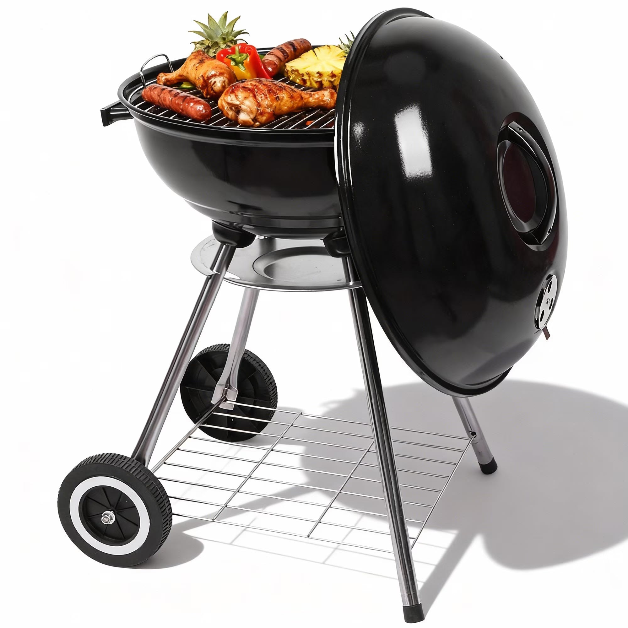 18‑Inch Charcoal BBQ Grill,Heavy‑Duty Round Charcoal Grill with Ash Collector & Adjustable Vent,Portable Outdoor BBQ Grill for Camping, Patio,and Backyard