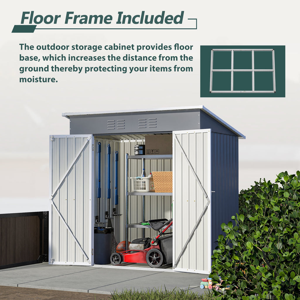 Clearance Storage Shed, Enyopro 6'x4' Outdoor Storage Sheds, Metal Storage House with Lockable Door, Storage Garden Tool shed for Lawnmower, Bike, Garage, Light Gray