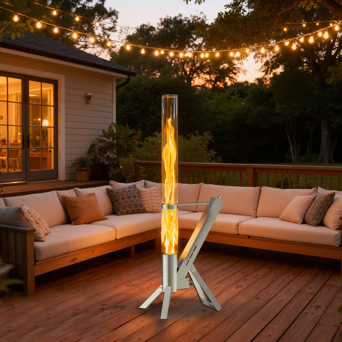 Enyopro Outdoor Wood Pellet Patio Heater, Smokeless Patio Pellet Torch Heater, Portable 430 Stainless Steel w/ Observing Chamber, Ashtray, Eco-Friendly Pellets Heater for Backyard, Patio, Camping