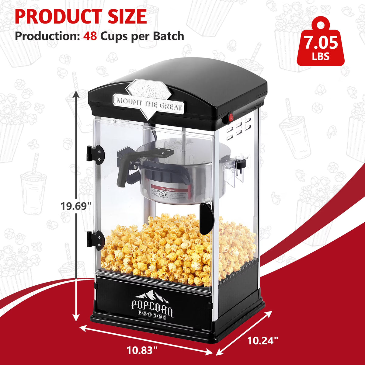 Enyopro Popcorn Machine, 10oz Kettle Popcorn Machine with Warming Deck, Countertop Popcorn Popper for Movie Theatre, Parties, Black