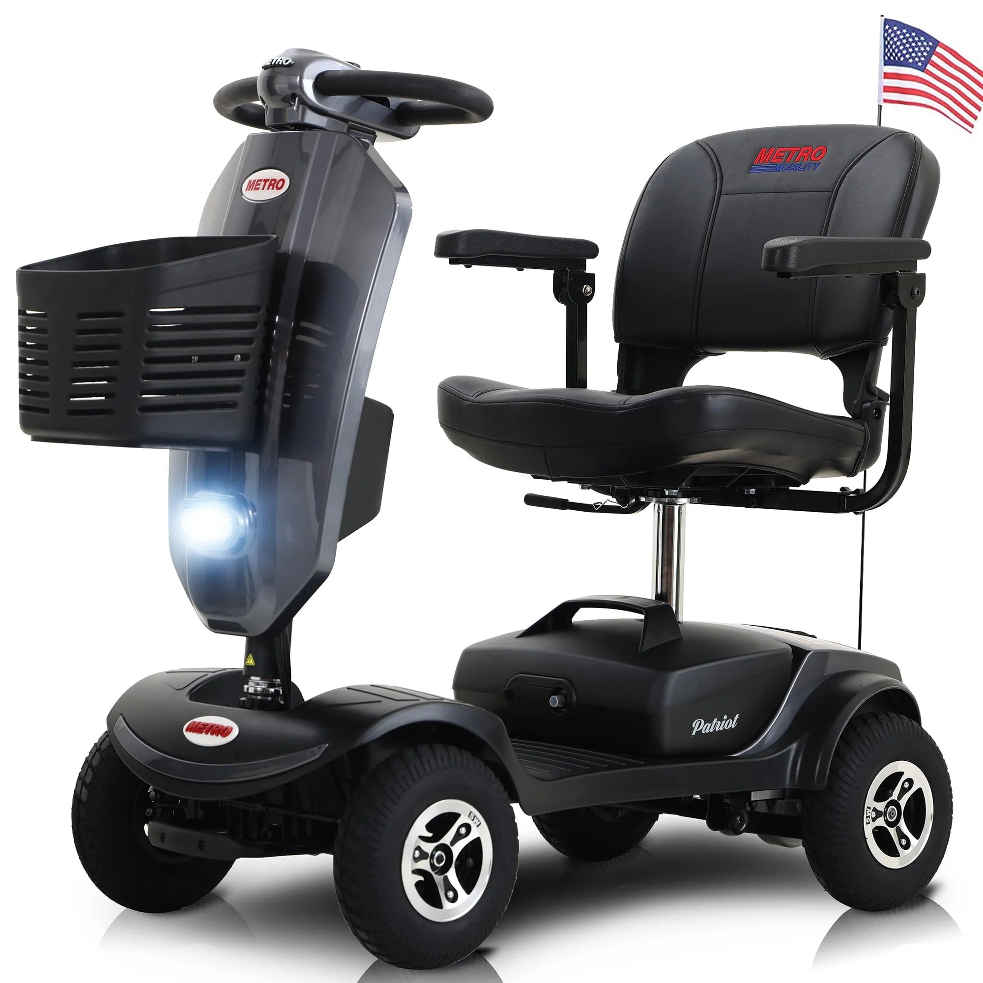 Segmart Mobility Scooter for Seniors, 20''W Armrest, Windshield, Rear Suspension, Front Rear Light, Cup Holder, USB Charging Port, Gift Flag, 300lbs