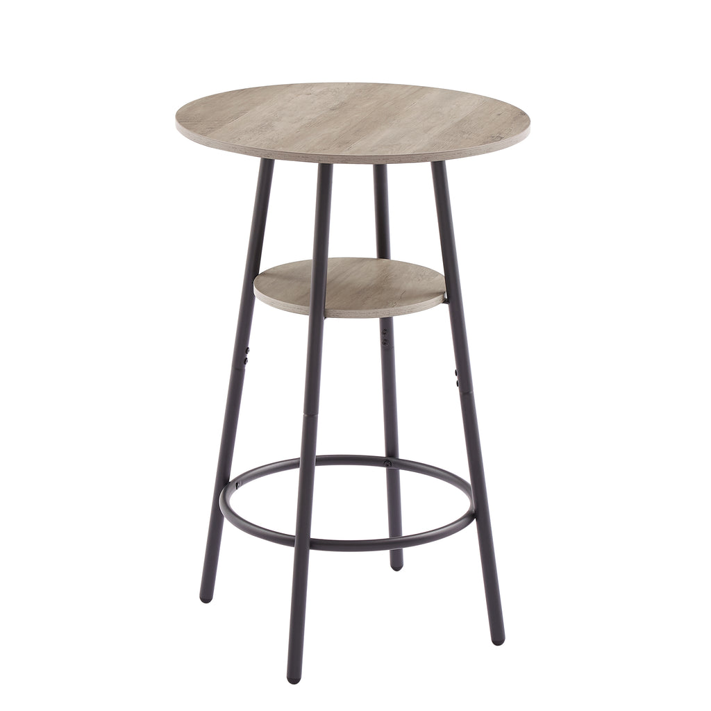 Kitchen Bar Table Set, 3-Piece Bistro Table Set for Kitchen, Round Dining Room Set with 2 Upholstered Chairs, Gray Table and Chairs Dining Set for Pub Bistro Restaurant