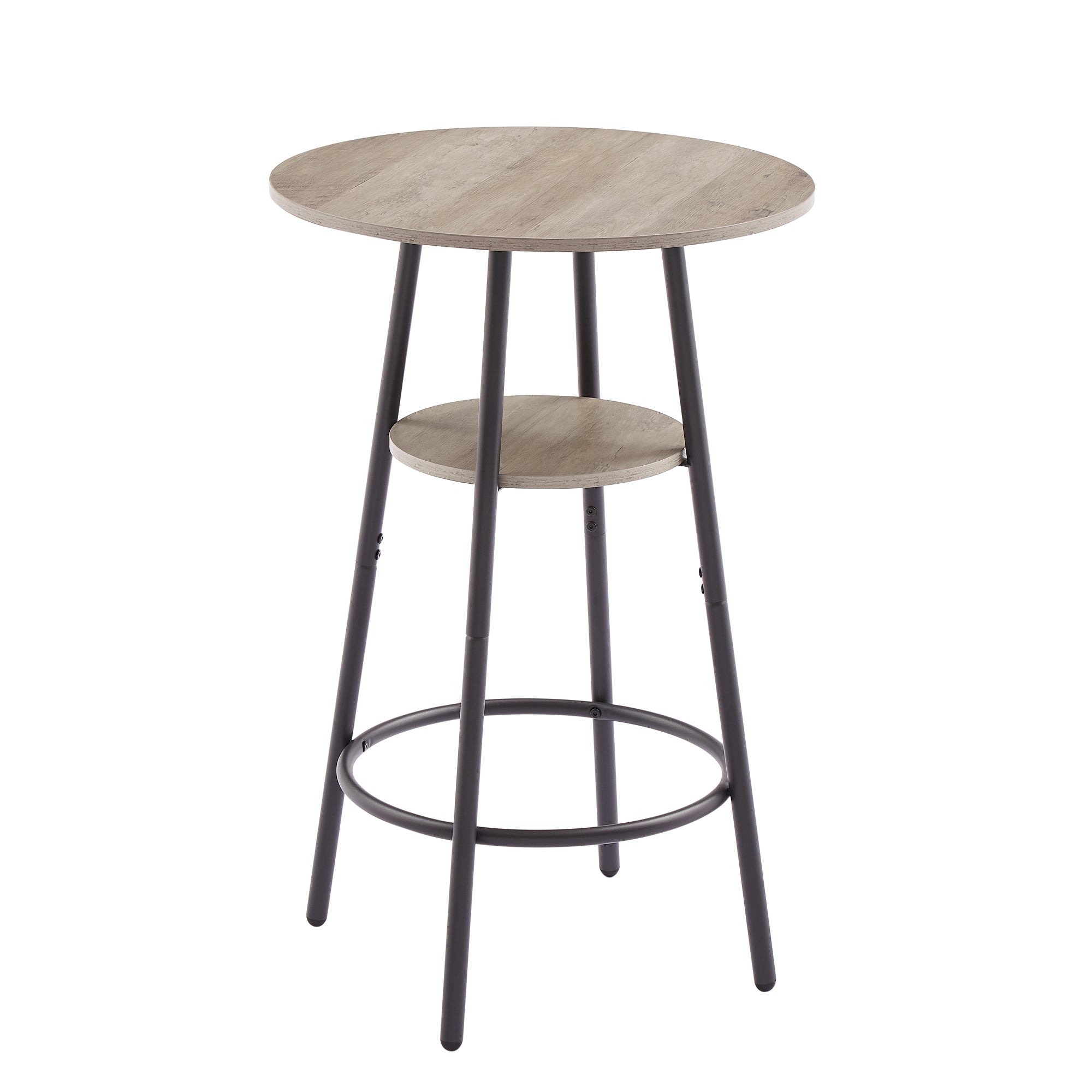 Kitchen Bar Table Set, 3-Piece Bistro Table Set for Kitchen, Round Dining Room Set with 2 Upholstered Chairs, Gray Table and Chairs Dining Set for Pub Bistro Restaurant
