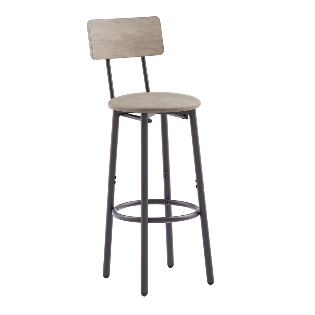 Kitchen Bar Table Set, 3-Piece Bistro Table Set for Kitchen, Round Dining Room Set with 2 Upholstered Chairs, Gray Table and Chairs Dining Set for Pub Bistro Restaurant