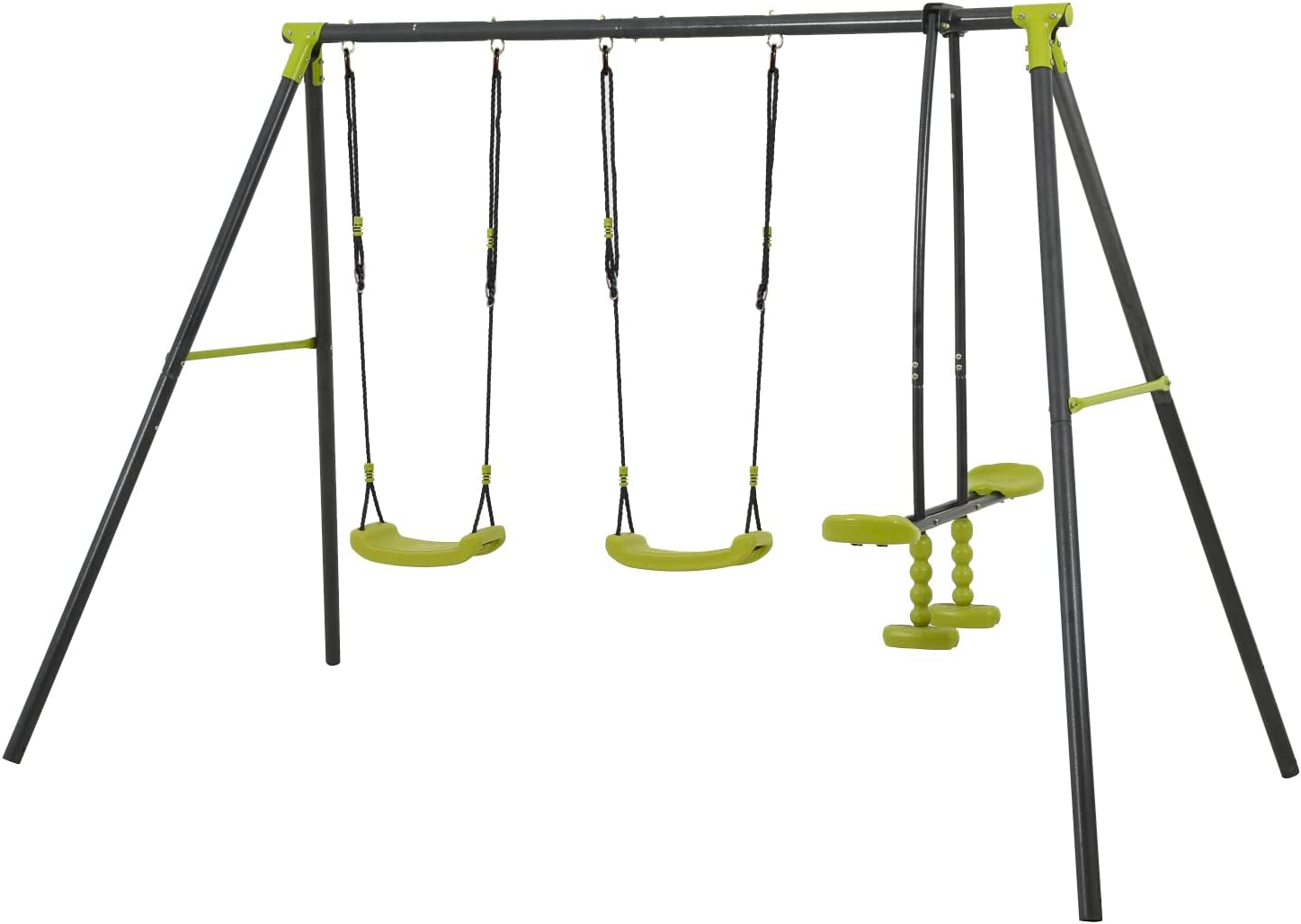 SESSLIFE Backyard Swing Sets for Outside, 440lbs Swing Set with 2 Curved Swings and 1 Face-to-Face Swing, Outdoor Playground Playset for 3+ Kids