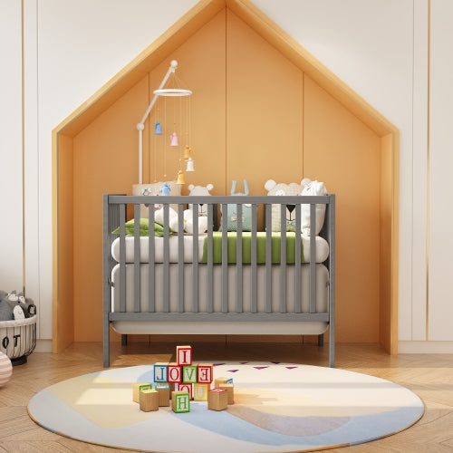iRerts 5 In 1 Convertible Baby Crib, Wood Convertible Crib Toddler Bed with Wood Legs, Converts from Baby Crib to Toddler Bed, Fits Standard Full-Size Crib Mattress, Easy to Assemble, Black