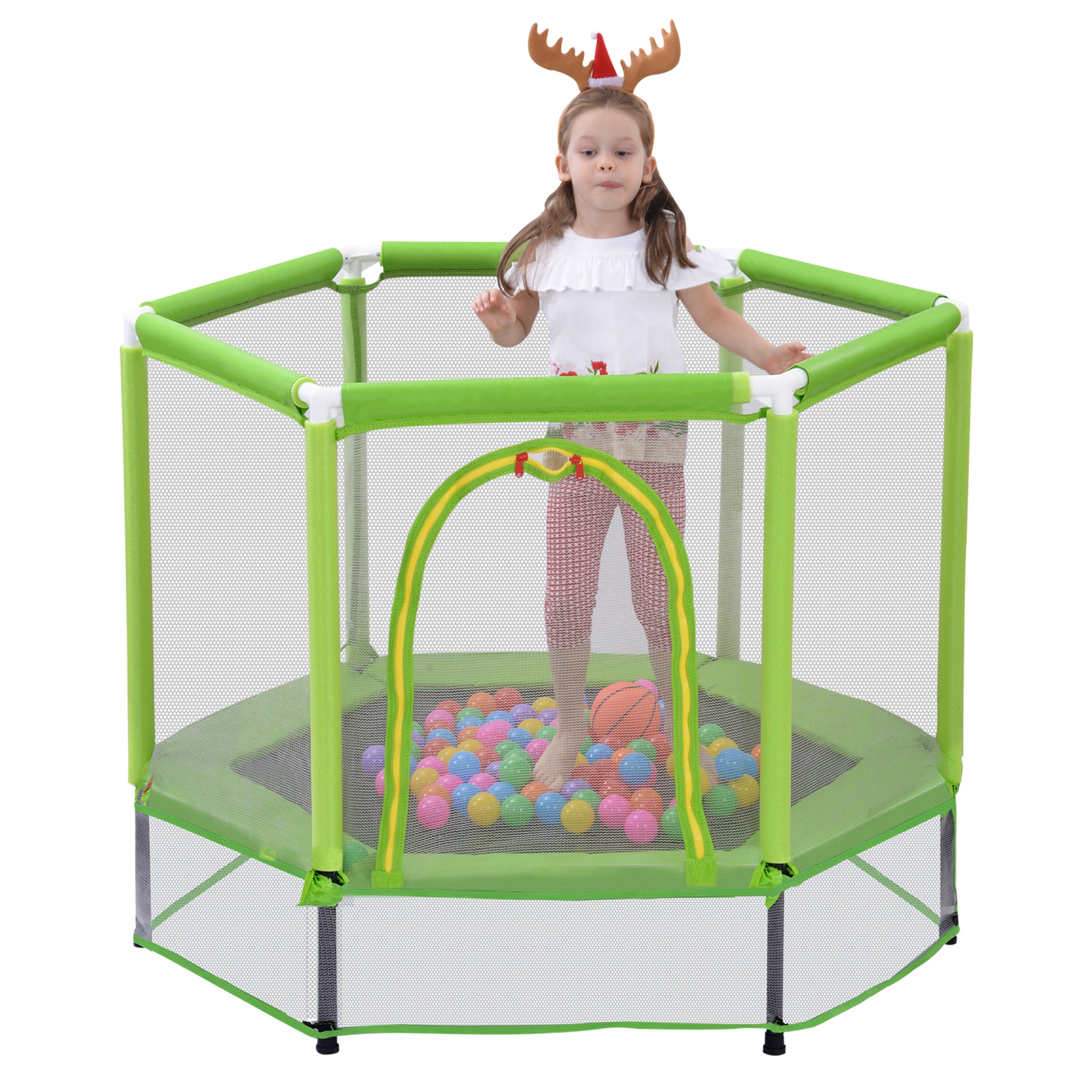 Mini Trampoline for Kids with Safety Enclosure Net, 55" Toddler Trampoline with No-Gap Safe Design, Segmart Recreational Trampolines for Birthday Christmas Gifts
