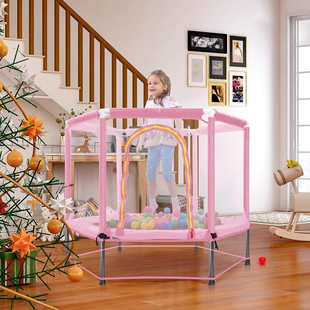 Mini Trampoline for Kids with Safety Enclosure Net, 55" Toddler Trampoline with No-Gap Safe Design, Segmart Recreational Trampolines for Birthday Christmas Gifts