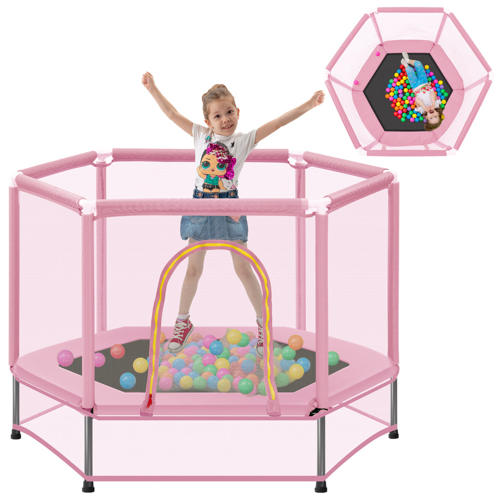 Mini Trampoline for Kids with Safety Enclosure Net, 55" Toddler Trampoline with No-Gap Safe Design, Segmart Recreational Trampolines for Birthday Christmas Gifts