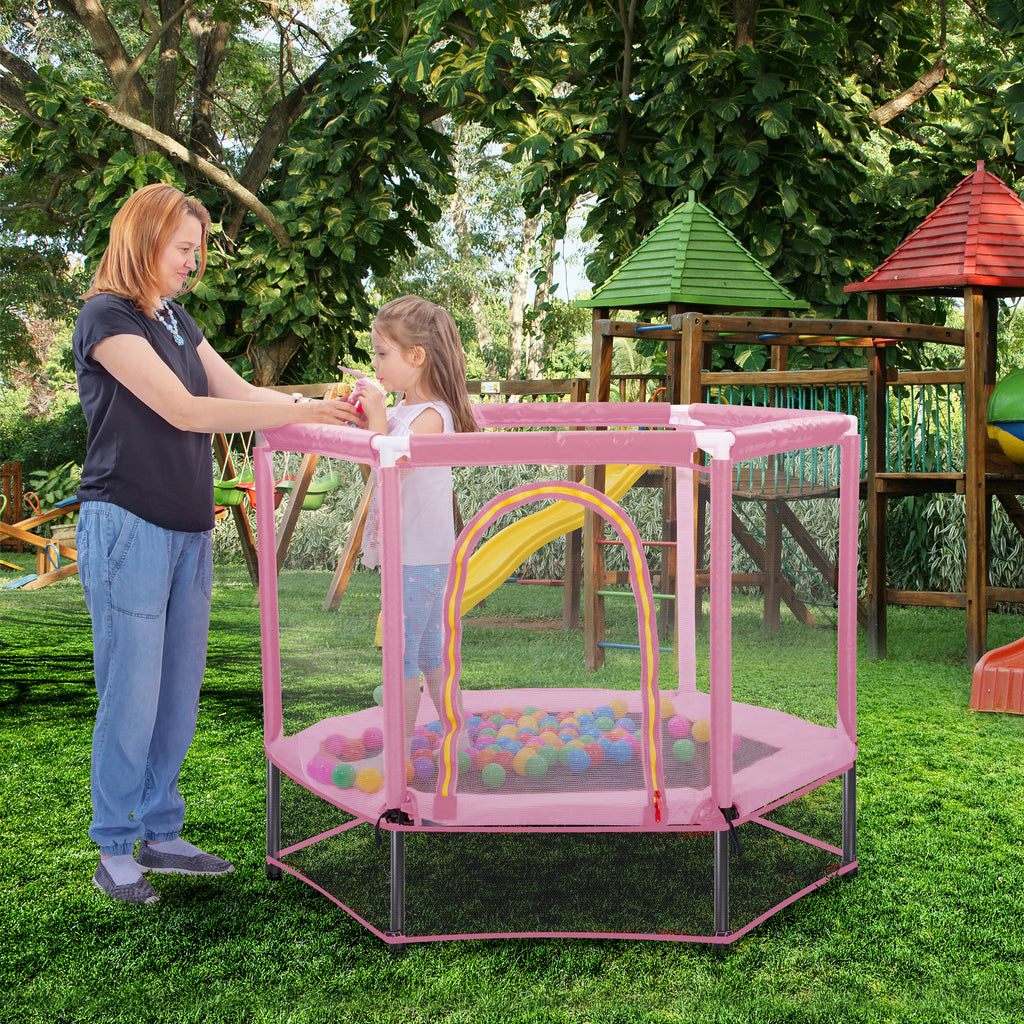 Mini Trampoline for Kids with Safety Enclosure Net, 55" Toddler Trampoline with No-Gap Safe Design, Segmart Recreational Trampolines for Birthday Christmas Gifts