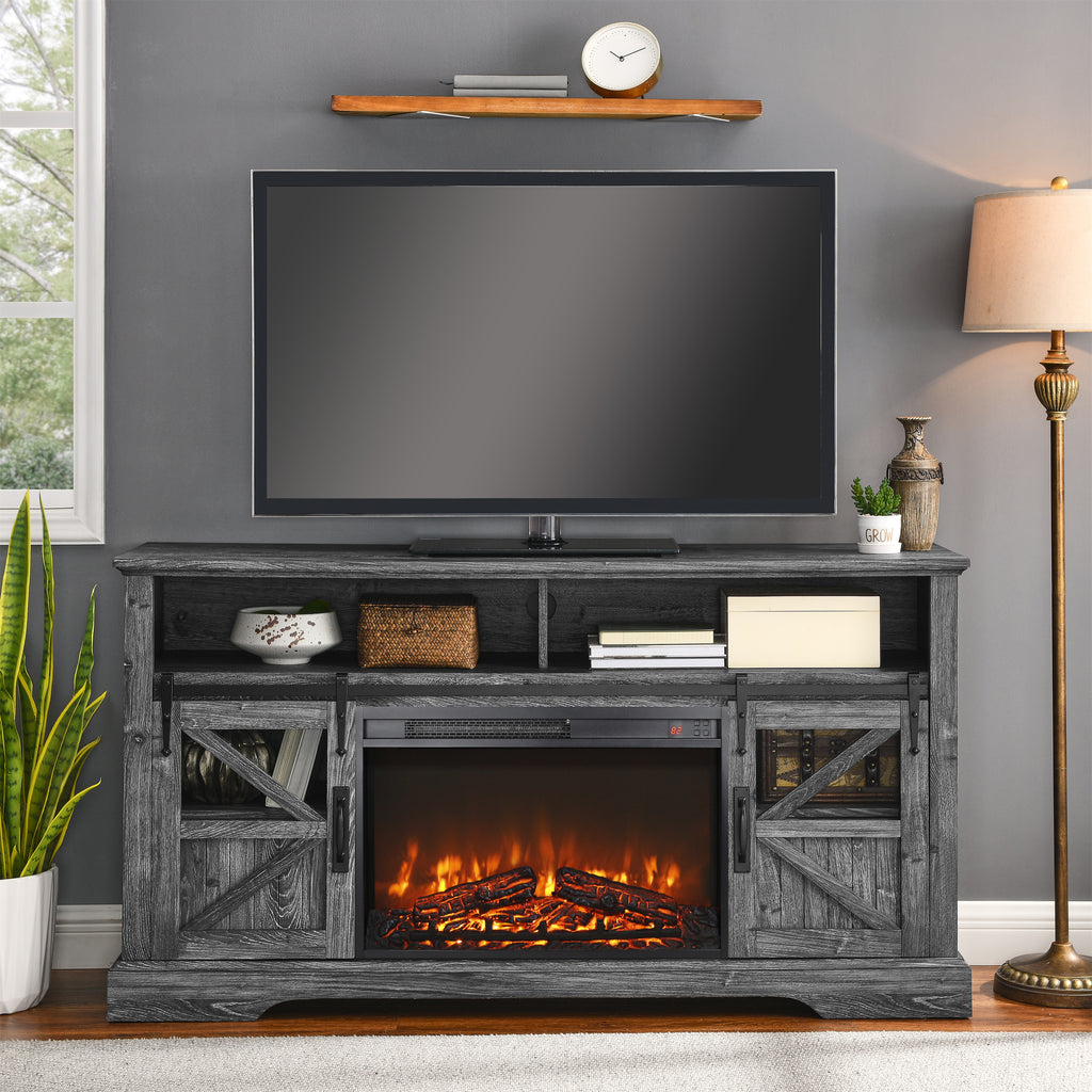 26" Electric Fireplace Insert, Wall Recessed 3D Electric Fireplace, 1400W Fake Fireplace Heater with Adjustable Flame and Timer