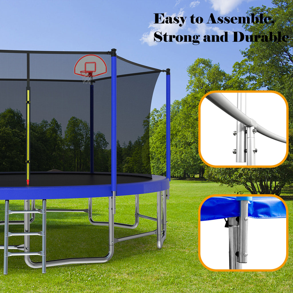 16FT Outdoor Trampoline for Kids and Adults with Basketball Hoop, SEGMART Recreational Trampoline with Safety Enclosure Net, Heavy Duty Trampoline with 1320LBS Weight Capacity for Backyard, Patio