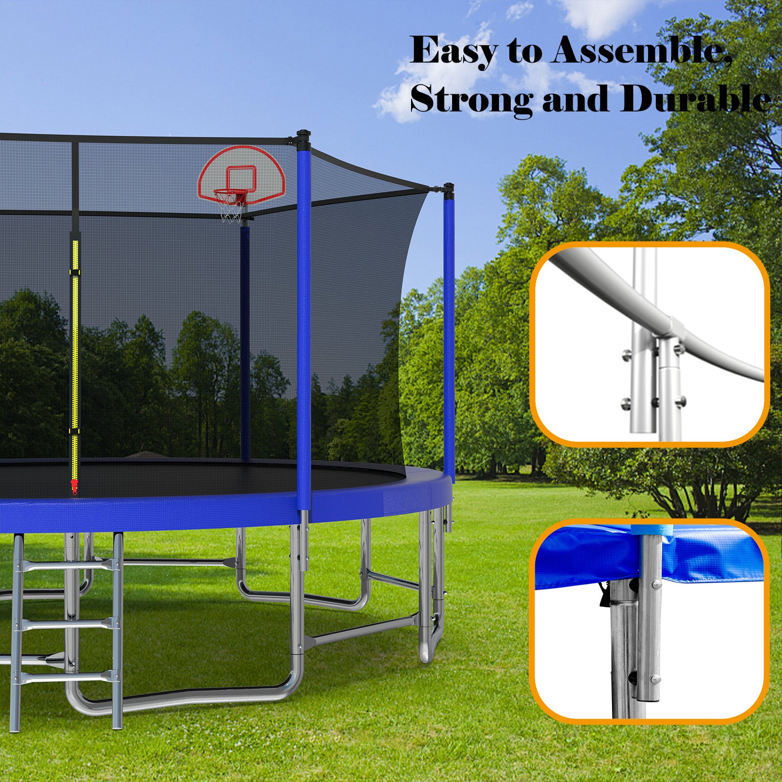 16FT Outdoor Trampoline for Kids and Adults with Basketball Hoop, SEGMART Recreational Trampoline with Safety Enclosure Net, Heavy Duty Trampoline with 1320LBS Weight Capacity for Backyard, Patio