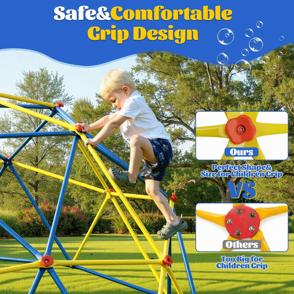 ENYOPRO 10ft Outdoor Climbing Dome, Kids Jungle Gym Dome Climber, Playground Climber for 3-10 Years Old, Climbing Toys for Outside, Rust & UV Resistant Steel Climbing Structures, Max 900lbs, Blue