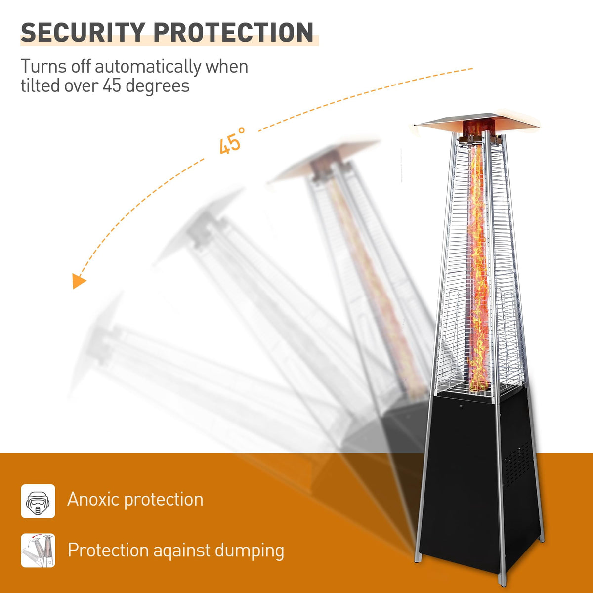 Enyopro Patio Heater, 48000 BTU Pyramid Propane Patio Heater, Outdoor Heater with Wheels and Protective Cover, 5-Min Quick Heating, Portable Heater for Patio, Backyard, Garden, Porch and Pool