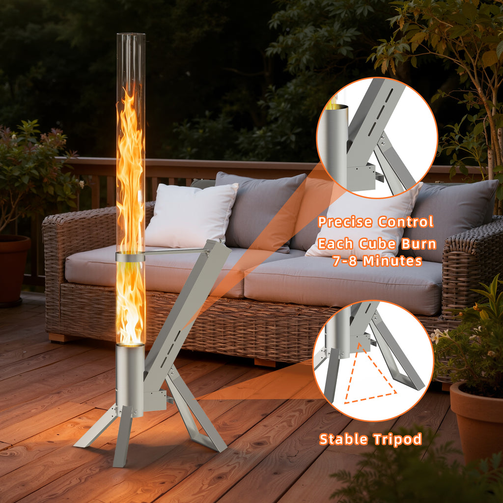 Enyopro Outdoor Wood Pellet Patio Heater, Smokeless Patio Pellet Torch Heater, Portable 430 Stainless Steel w/ Observing Chamber, Ashtray, Eco-Friendly Pellets Heater for Backyard, Patio, Camping
