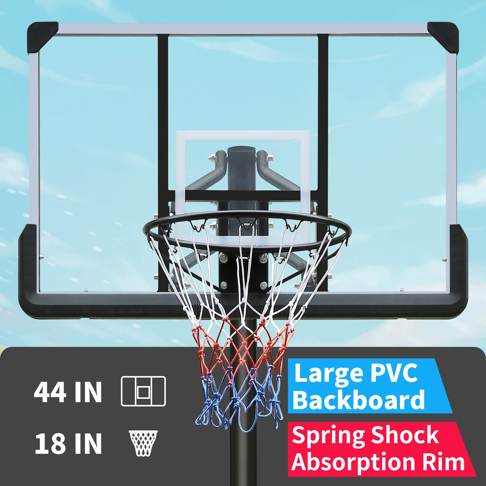 Portable Basketball Hoop Outdoor for Kids and Adults, 7.5-10ft Adjustable Basketball Hoop Goals Systems with Shatterproof Backboard, Larger Base, Segmart 44 Inch Basketball Hoop with Rebounder, Patio