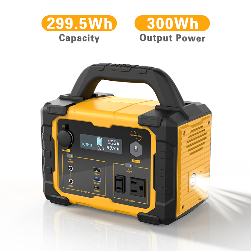 Enyopro Portable Power Station 300W Solar/Car/Wall Charging 120V AC Pure Sine Wave for Electronics with Eco Mode, Outdoor Emergency Power Supply for Camping, Travel, Photography & Emergencies