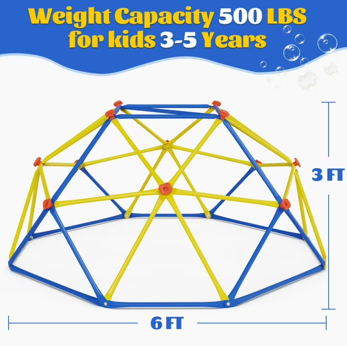 ENYOPRO 6ft Outdoor Climbing Dome, Kids Jungle Gym Dome Climber, Playground Climber for 3-5 Years Old, Climbing Toys for Outside, Rust & UV Resistant Steel Climbing Structures, Max 500lbs, Blue