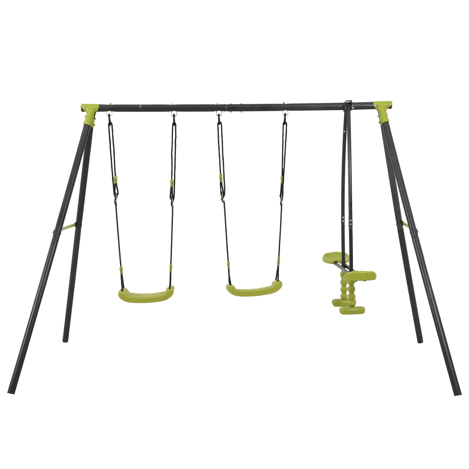SESSLIFE Backyard Swing Sets for Outside, 440lbs Swing Set with 2 Curved Swings and 1 Face-to-Face Swing, Outdoor Playground Playset for 3+ Kids