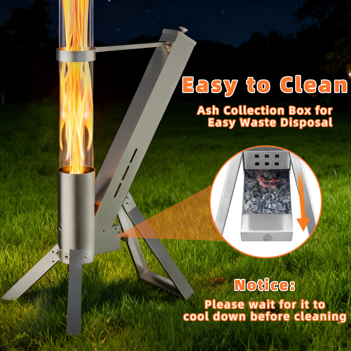Enyopro Outdoor Wood Pellet Patio Heater, Smokeless Patio Pellet Torch Heater, Portable 430 Stainless Steel w/ Observing Chamber, Ashtray, Eco-Friendly Pellets Heater for Backyard, Patio, Camping
