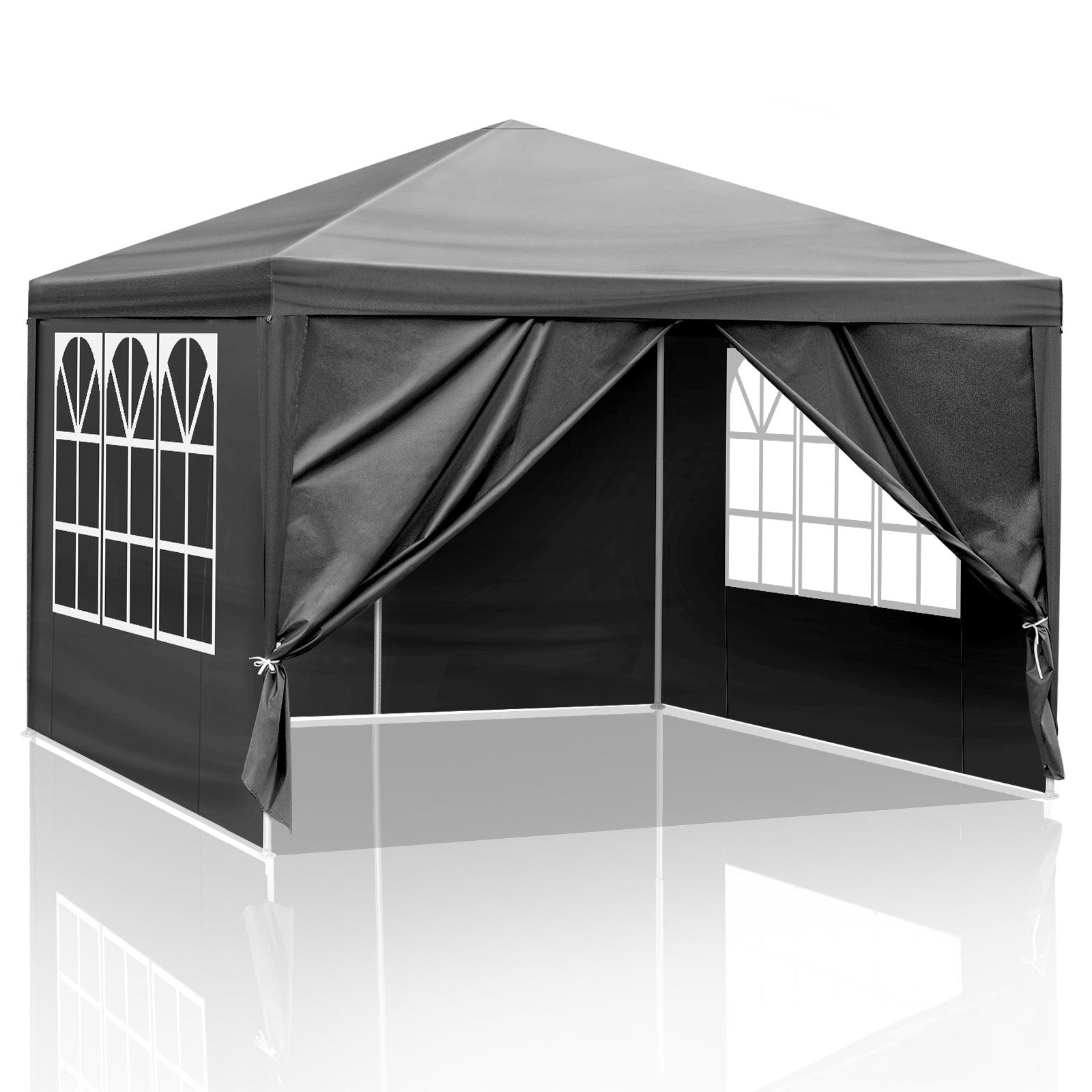 10x10 Canopy with 4 Sidewalls, Outdoor Canopy Patio Tent for Parties, Beach, Camping, Wedding, BBQ Cater, Waterproof, Black