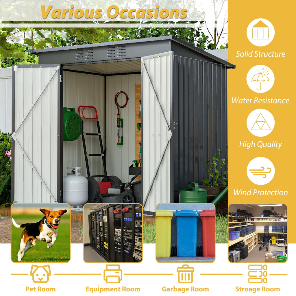 Clearance Storage Shed, Enyopro 6'x4' Outdoor Storage Sheds, Metal Storage House with Lockable Door, Storage Garden Tool shed for Lawnmower, Bike, Garage, Gray