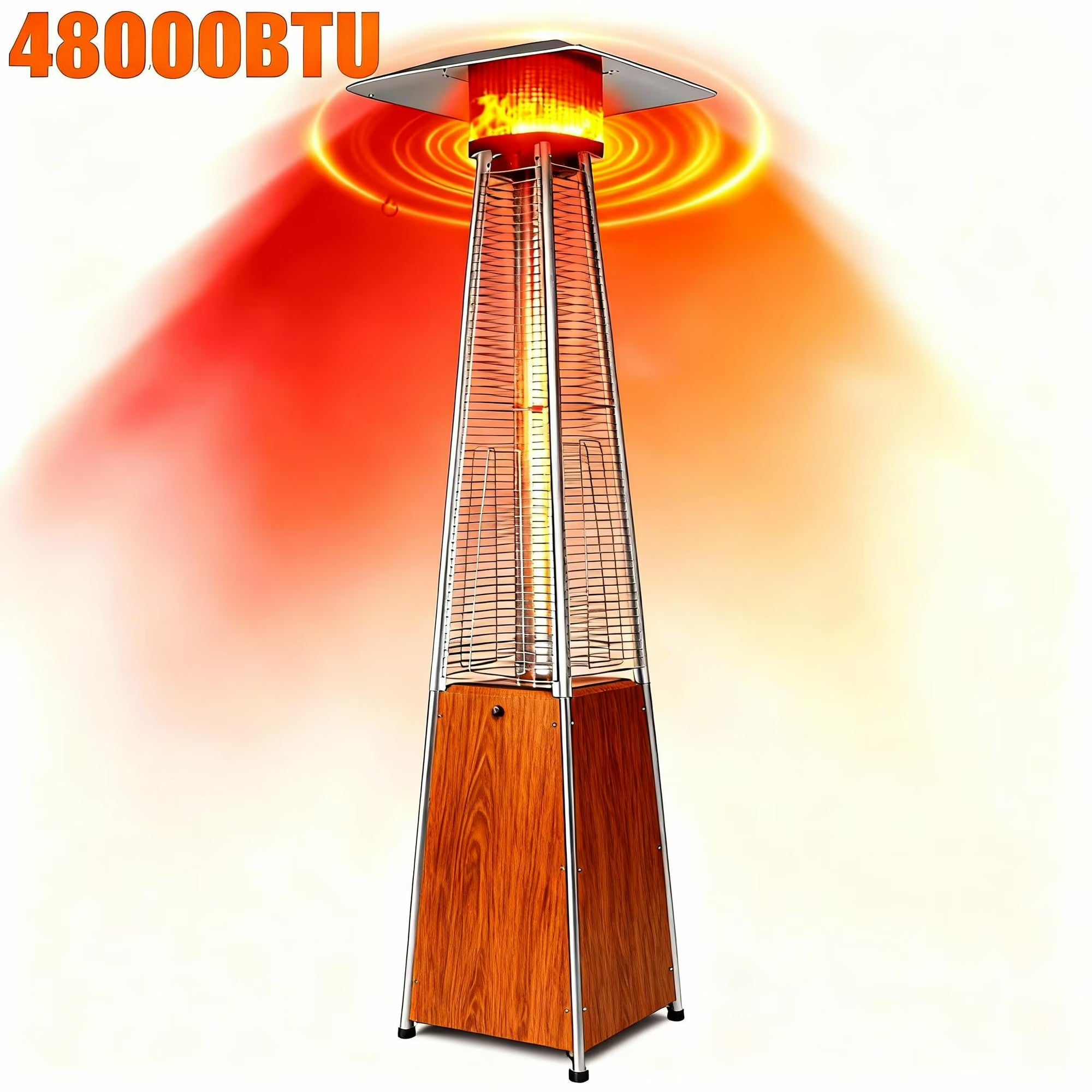 Enyopro Pyramid Patio Heater, 48,000 BTU Patio heaters for outdoor use,Automatic Flameout Protection, with Portable Casters and Dust Cover, Suitable for Patios, Gardens, and Terraces