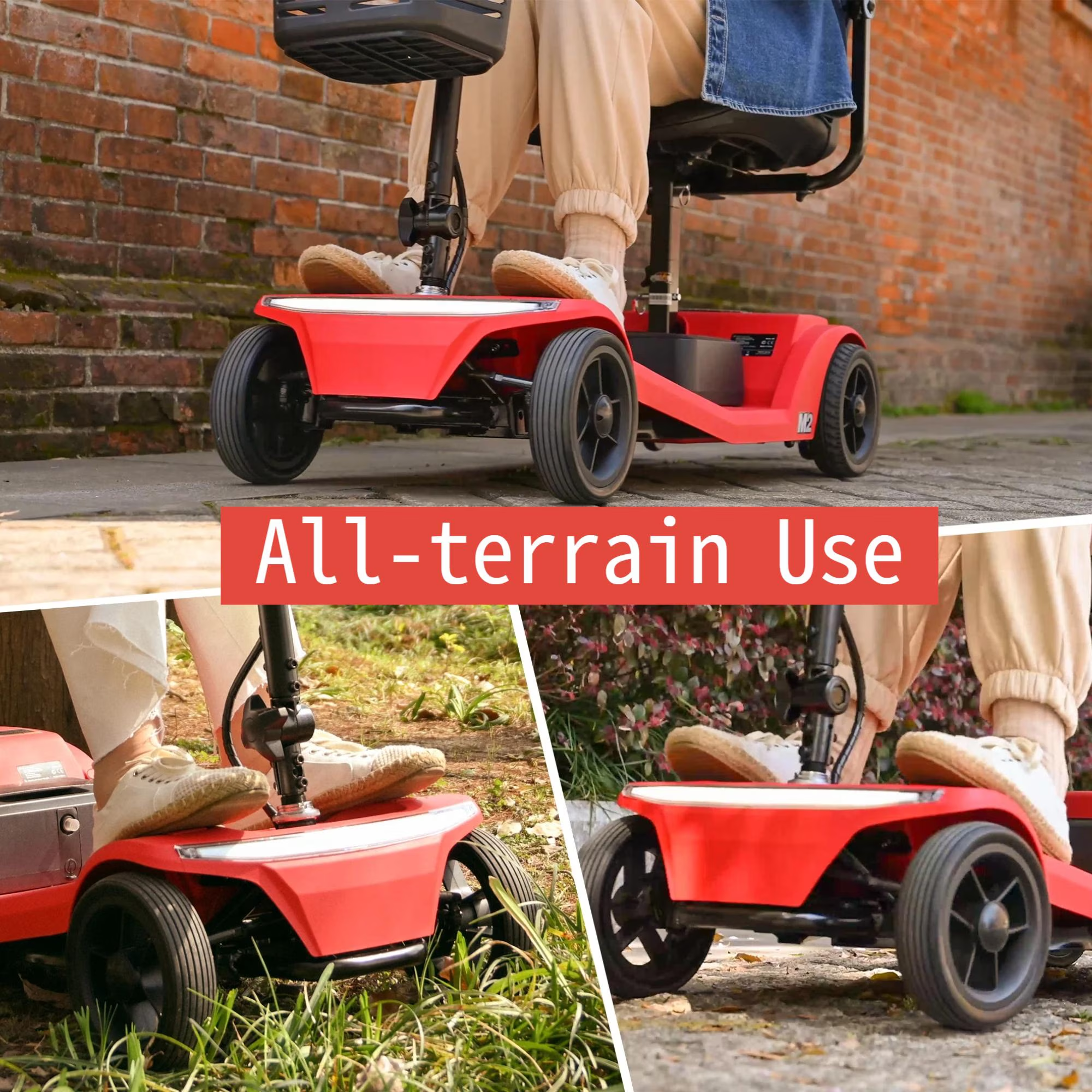 ENYOPRO Mobility Scooters for Seniors, 4 Wheel Foldable Electric Wheelchair Device with Bright Headlights USB Port, 330 lbs Capacity, Red