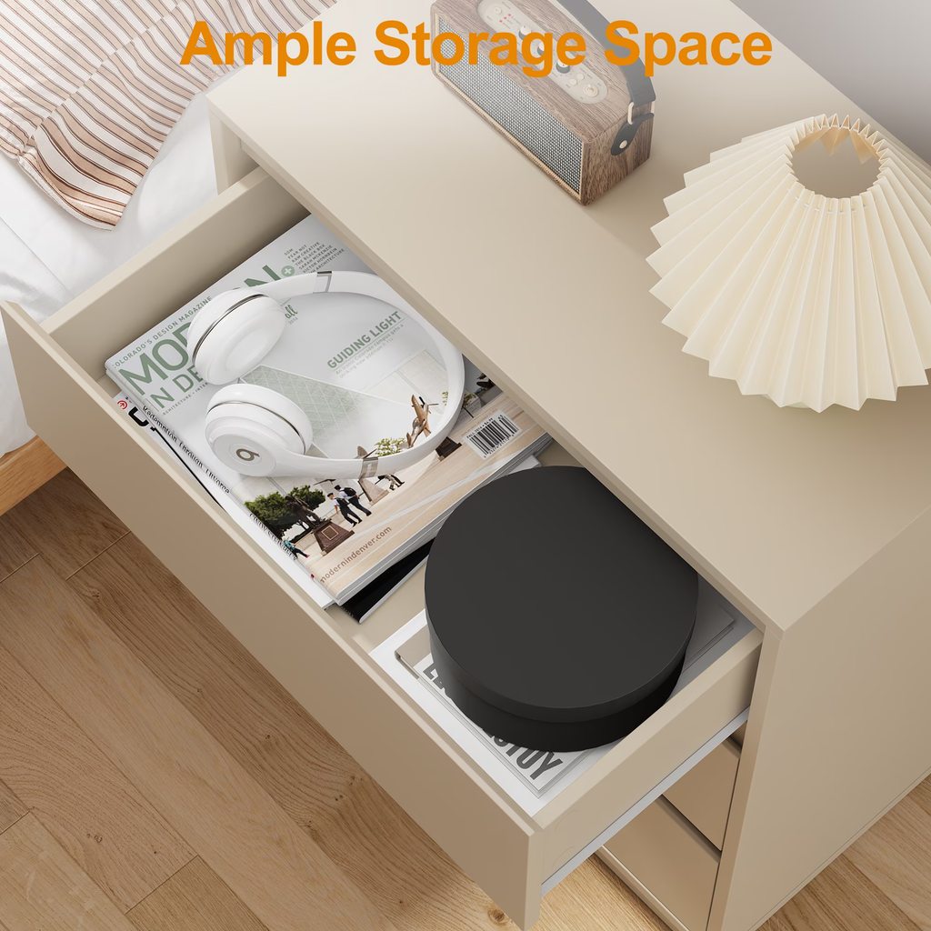 Enyopro 6 Drawer Dresser, Chest of Dresser for Bedroom, Storage Cabinet for Living Room, Wooden Organizer, Beige