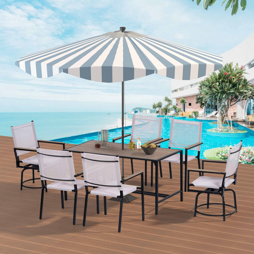 Enyopro 7 Piece Patio Dining Set, Metal Outdoor Dining Set Swivel Chairs, All-Weather Patio Dining Furniture Sets for Backyard, Bistro, PoolSide
