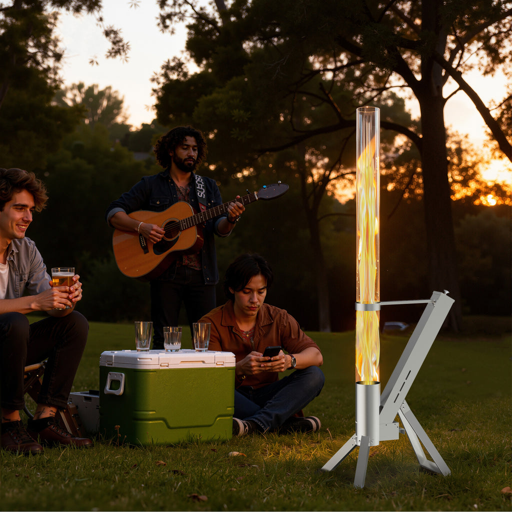 Enyopro Outdoor Wood Pellet Patio Heater, Smokeless Patio Pellet Torch Heater, Portable 430 Stainless Steel w/ Observing Chamber, Ashtray, Eco-Friendly Pellets Heater for Backyard, Patio, Camping