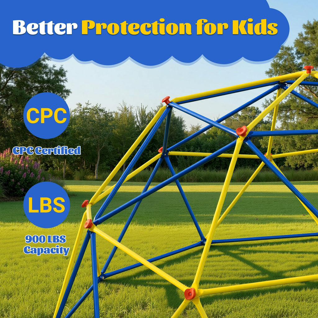 ENYOPRO 10ft Outdoor Climbing Dome, Kids Jungle Gym Dome Climber, Playground Climber for 3-10 Years Old, Climbing Toys for Outside, Rust & UV Resistant Steel Climbing Structures, Max 900lbs, Blue