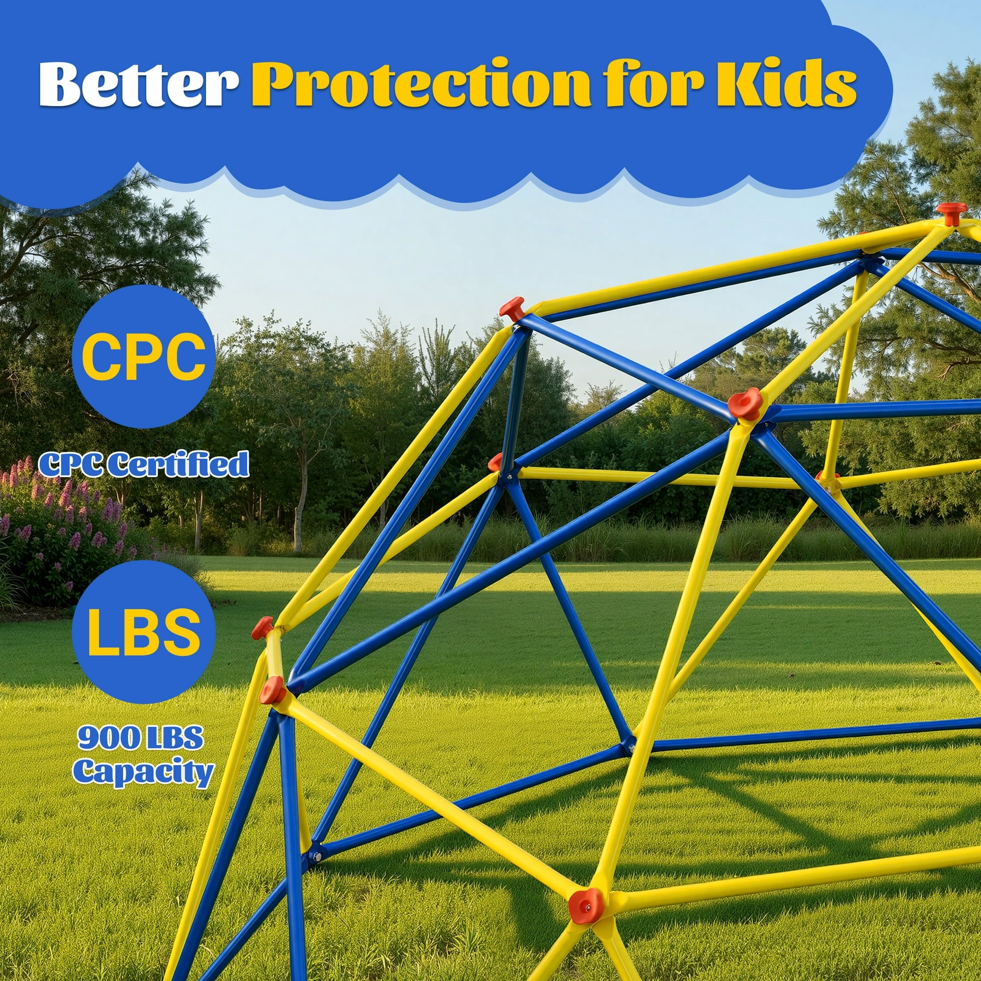 ENYOPRO 10ft Outdoor Climbing Dome, Kids Jungle Gym Dome Climber, Playground Climber for 3-10 Years Old, Climbing Toys for Outside, Rust & UV Resistant Steel Climbing Structures, Max 900lbs, Blue