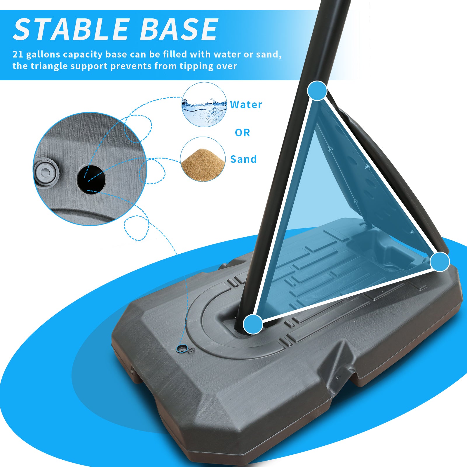 Portable Basketball Hoop Outdoor for Kids and Adults, 7.5-10ft Adjustable Basketball Hoop Goals Systems with Shatterproof Backboard, Larger Base, Segmart 44 Inch Basketball Hoop with Rebounder, Patio
