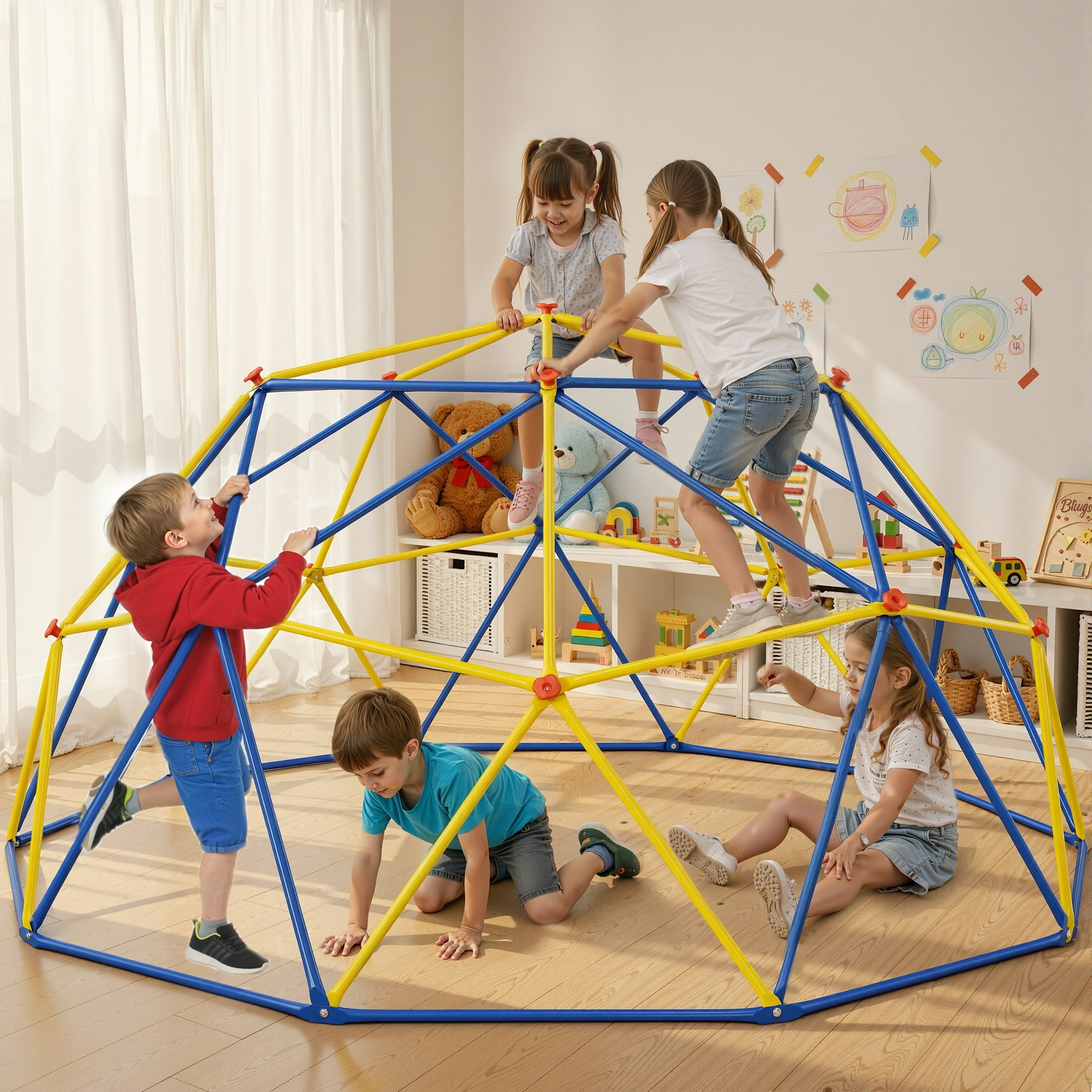 ENYOPRO 10ft Outdoor Climbing Dome, Kids Jungle Gym Dome Climber, Playground Climber for 3-10 Years Old, Climbing Toys for Outside, Rust & UV Resistant Steel Climbing Structures, Max 900lbs, Blue