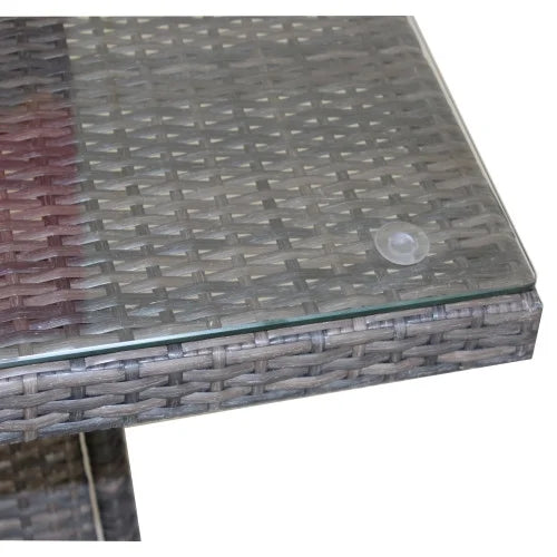 Outdoor Patio Dining Table 63" x 39.4" Rectangular Aluminum Outdoor Clear Glass Dining Table, seats 6, brown
