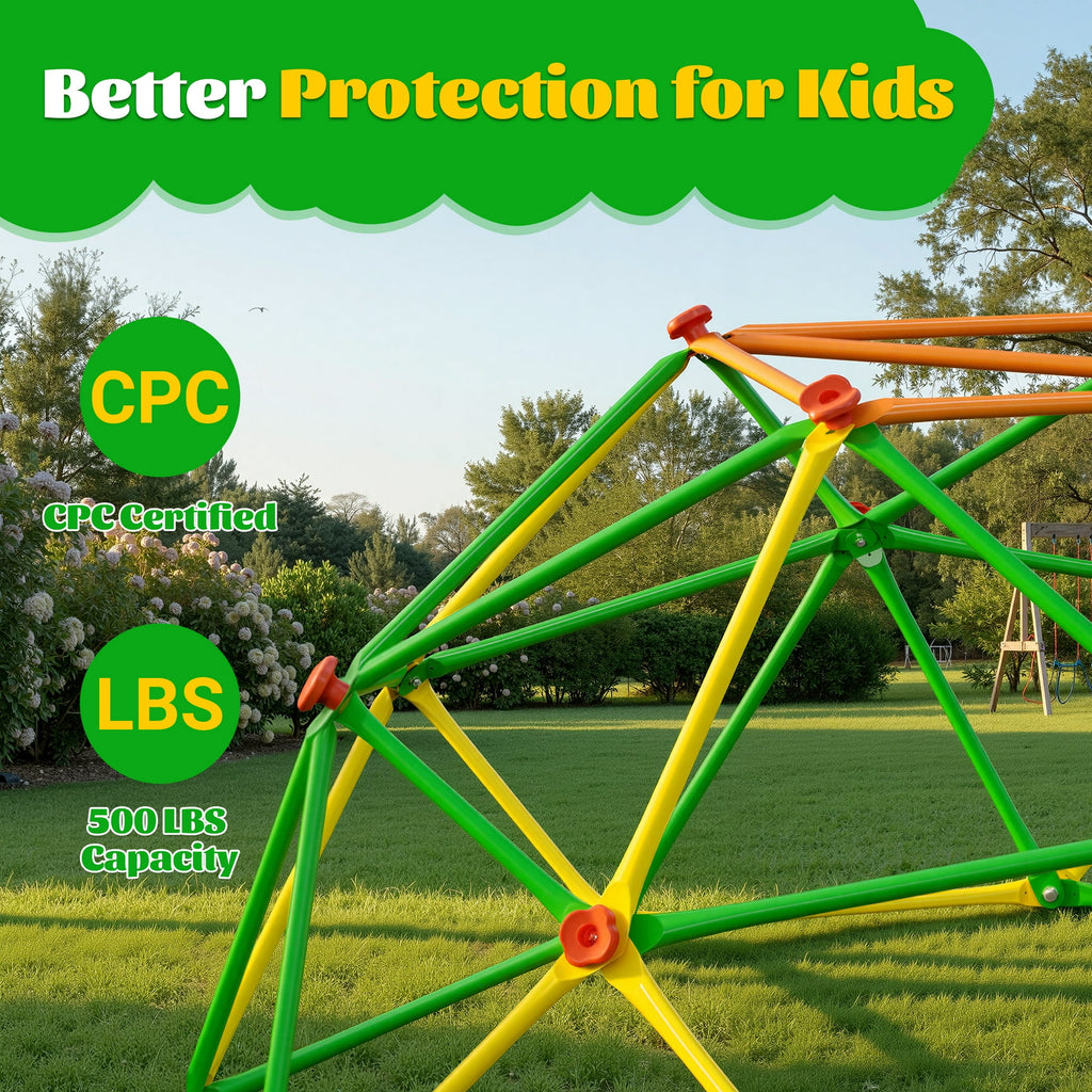 ENYOPRO 6ft Outdoor Climbing Dome, Kids Jungle Gym Dome Climber, Playground Climber for 3-5 Years Old, Climbing Toys for Outside, Rust & UV Resistant Steel Climbing Structures, Max 500lbs, Green