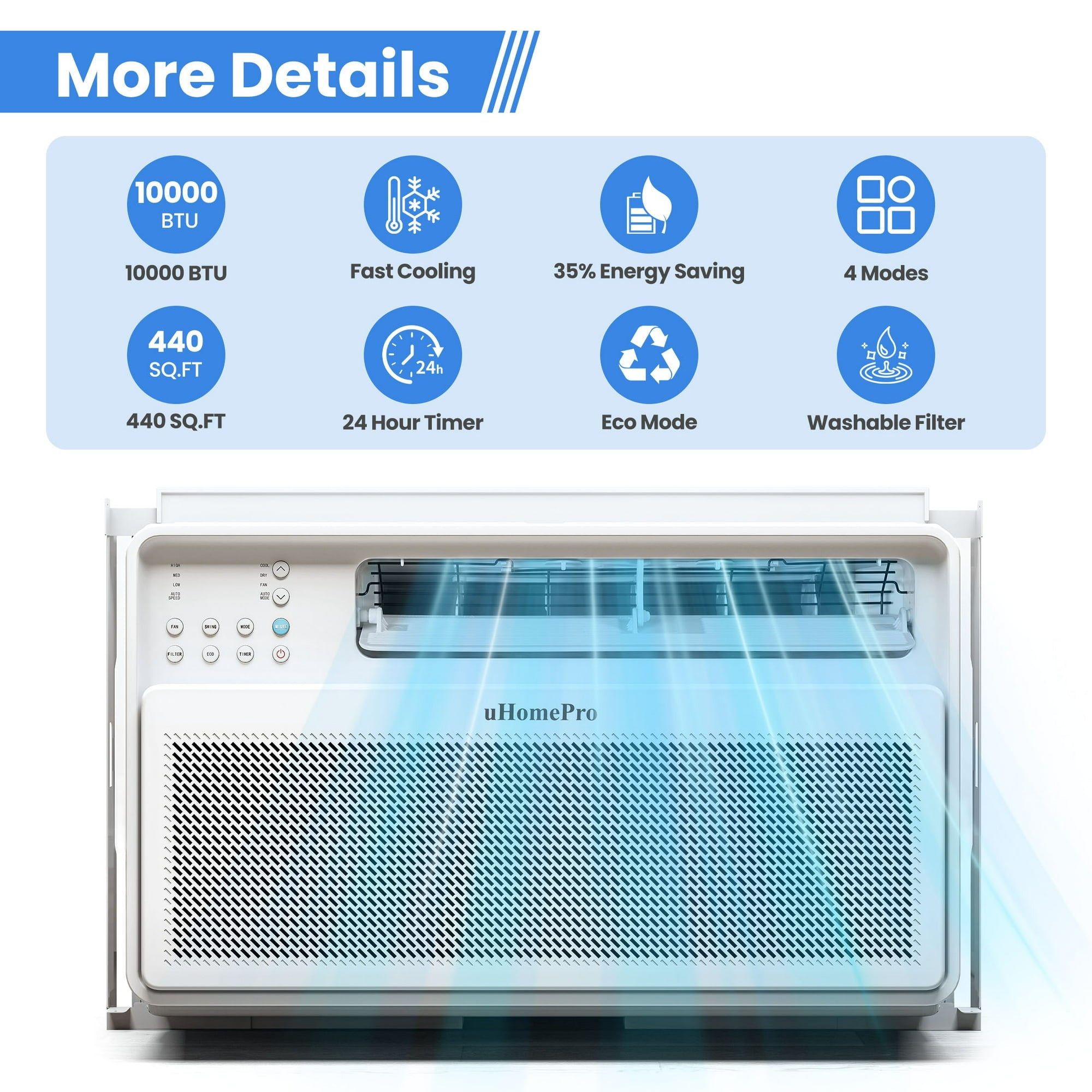 Enyopro Smart Window Air Conditioner, 10000 BTU Portable Inverter Conditioner, 15 CEER, WiFi, APP & Remote Control, Energy-Saving and Eco-Friendly, 10Min Assembly for Living Rooms, Bedrooms, Kitchens