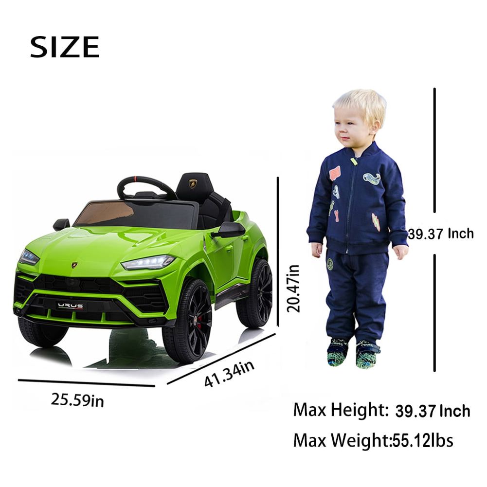 12 Volt Electric Vehicle for Girls Girls, Powered Kids Ride on Toys with Remote Control, URUS Lamborghini Ride on Cars Gift for 3-5 Years Girls Girls, with 3 Speed, Lights, Music, Green, L5355